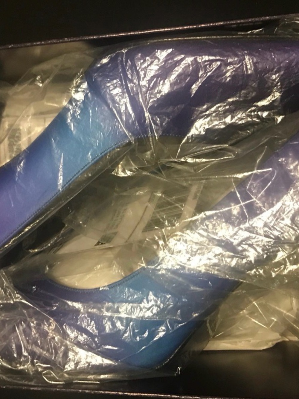Blue Satin Pointed-Toe Pumps